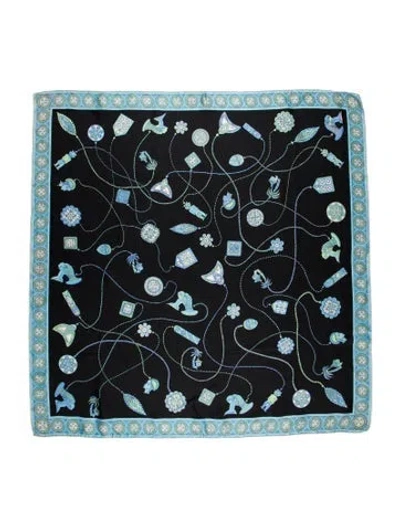 Pre-owned Pucci Silk Graphic Print Scarf In Blue