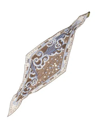 Pre-owned Pucci Silk Graphic Print Scarf In Neutrals