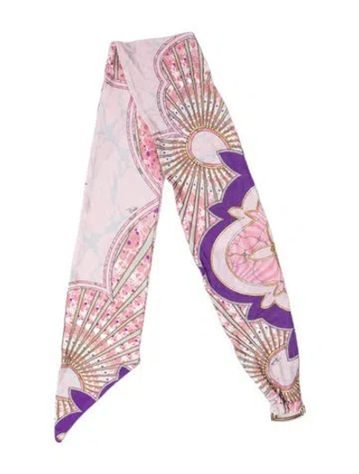 Pre-owned Pucci Silk Graphic Print Scarf In Pink