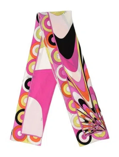 Pre-owned Pucci Silk Graphic Print Scarf In White