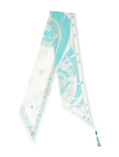 Pre-owned Pucci Silk Graphic Print Snood In White