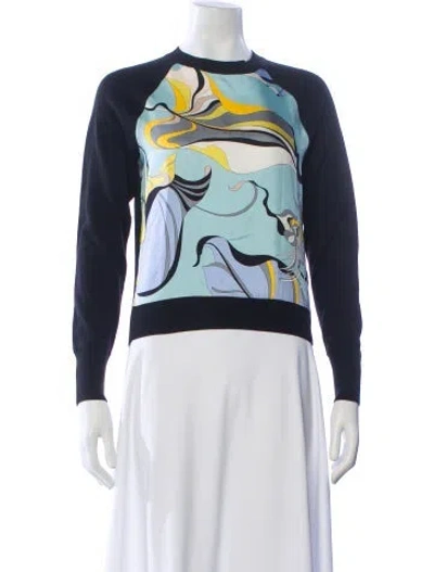 Pre-owned Pucci Silk Graphic Print Sweater In Blue
