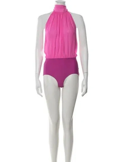 Pre-owned Pucci Silk Halterneck Bodysuit In Pink