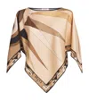 Pucci Geometric Print Silk Top With Boat Neck In Multi