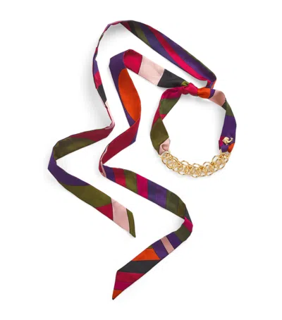 Pucci Silk Iride Print Scarf Necklace In Multi