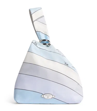 Pucci Silk Iride Top-handle Bag In Blue