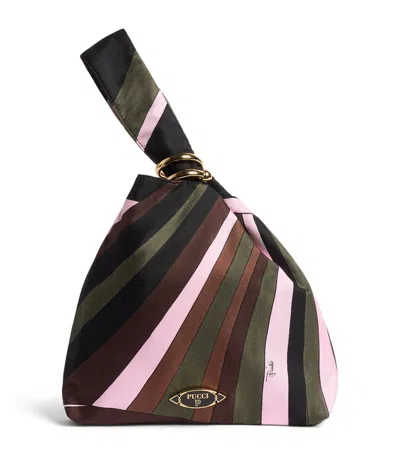Pucci Silk Iride Top-handle Bag In Green