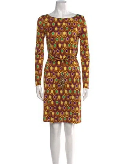 Pre-owned Pucci Silk Knee-length Dress In Brown