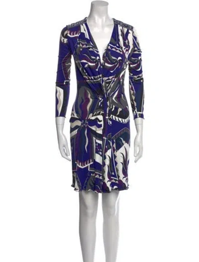 Pre-owned Pucci Silk Knee-length Dress W/ Tags In Blue