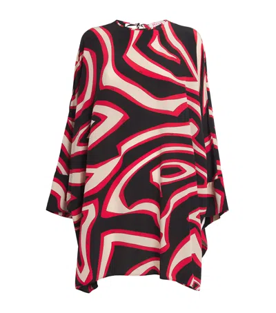 Pucci Silk Labirinto Print Mini Kaftan Dress In Red