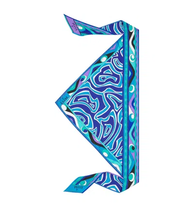 Pucci Silk Labirinto Triangle Scarf Top In Blue