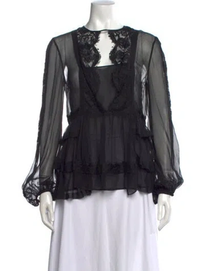 Pre-owned Pucci Silk Lace Pattern Blouse In Black