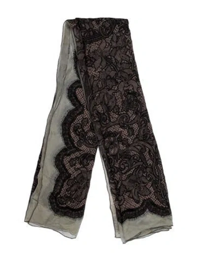 Pre-owned Pucci Silk Lace Pattern Scarf In Grey