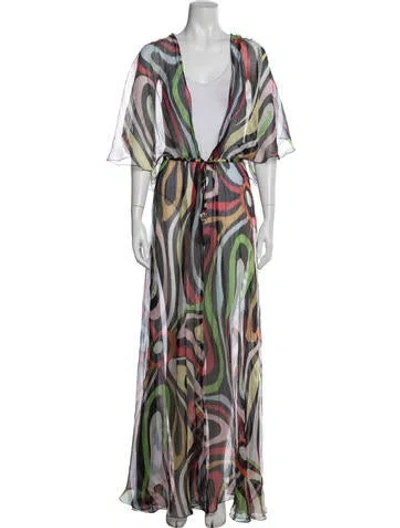 Pre-owned Pucci Silk Long Dress In Black