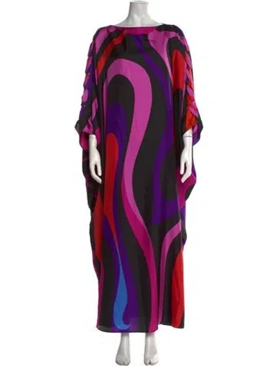 Pre-owned Pucci Silk Long Dress In Black/purple