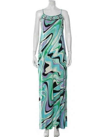 Pre-owned Pucci Silk Long Dress In Blue