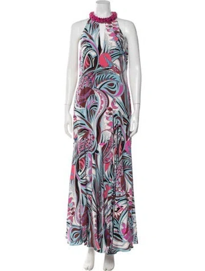 Pre-owned Pucci Silk Long Dress In Blue