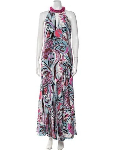 Pre-owned Pucci Silk Long Dress In Blue