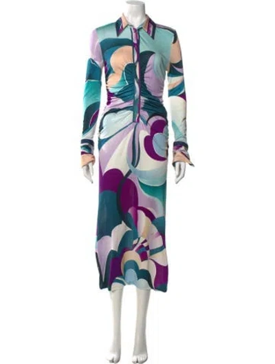 Pre-owned Pucci Silk Long Dress In Blue