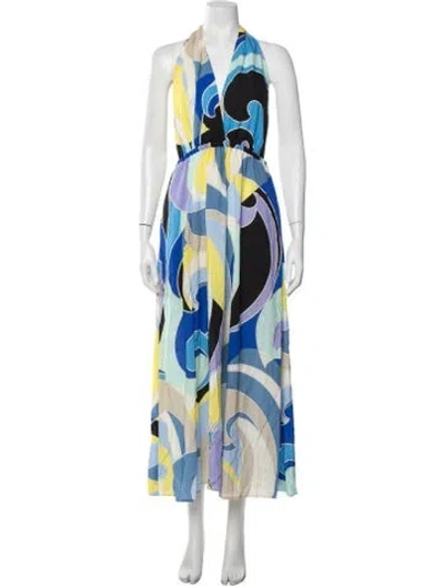 Pre-owned Pucci Silk Long Dress In Blue