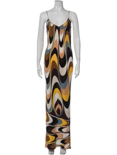 Pre-owned Pucci Silk Long Dress In Brown