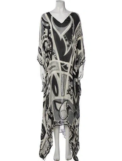 Pre-owned Pucci Silk Long Dress In Gray