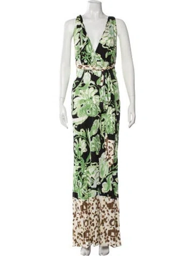 Pre-owned Pucci Silk Long Dress In Green