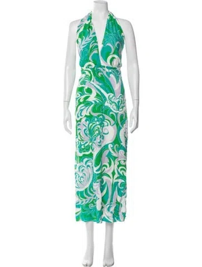 Pre-owned Pucci Silk Long Dress In Green