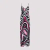 Pucci Marmo-print Maxi Silk Dress In Nero Fuxia