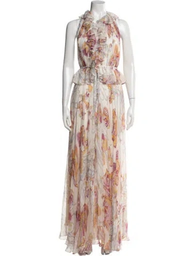 Pre-owned Pucci Silk Long Dress In Neutral