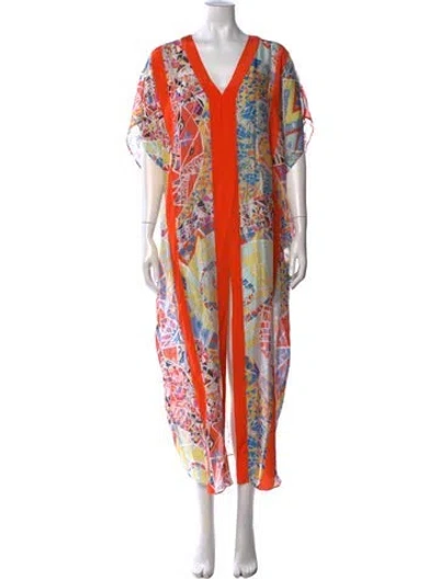 Pre-owned Pucci Silk Long Dress In Orange