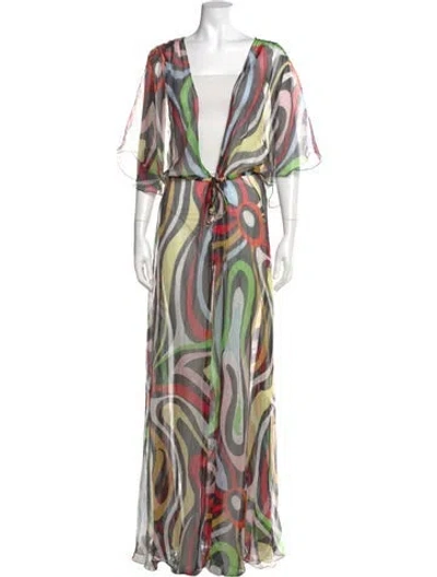 Pre-owned Pucci Silk Long Dress In Red