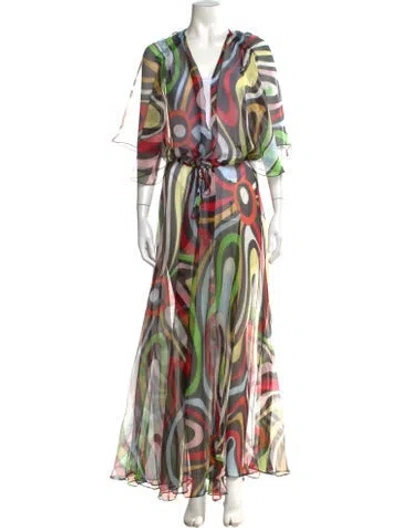 Pre-owned Pucci Silk Long Dress In Red