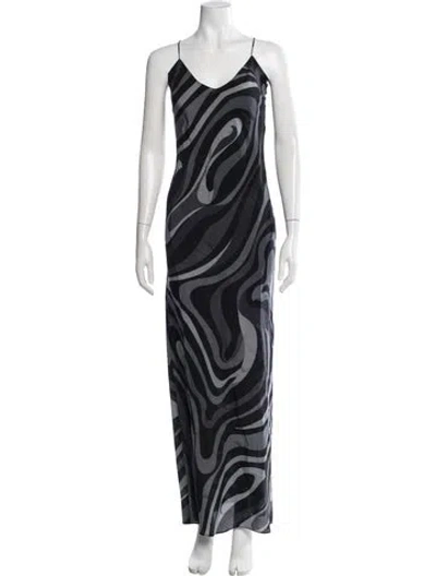 Pre-owned Pucci Silk Long Dress W/ Tags In Blue