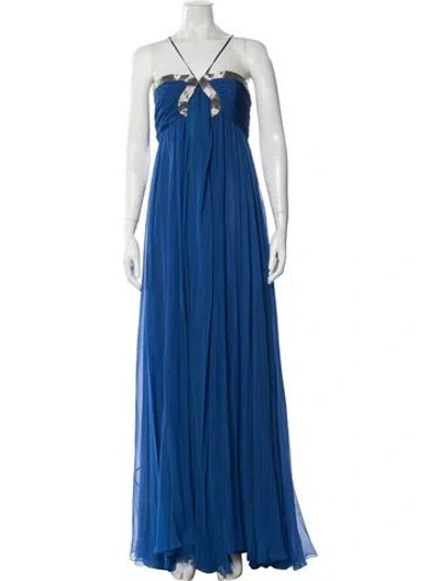 Pre-owned Pucci Silk Long Dress W/ Tags In Blue
