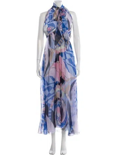 Pre-owned Pucci Silk Long Dress W/ Tags In Multi