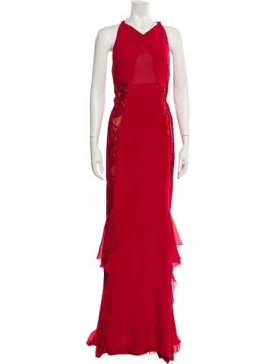 Pre-owned Pucci Silk Long Dress W/ Tags In Red
