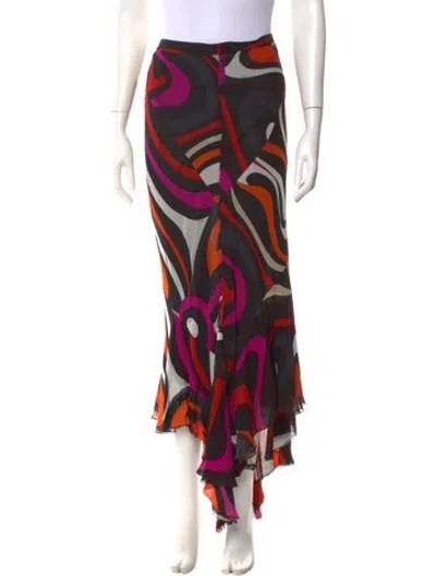 Pre-owned Pucci Silk Long Skirt In Black