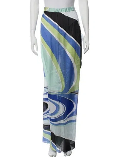 Pre-owned Pucci Silk Long Skirt In Blue