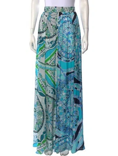Pre-owned Pucci Silk Long Skirt In Blue