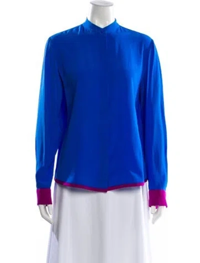 Pre-owned Pucci Silk Long Sleeve Blouse In Blue