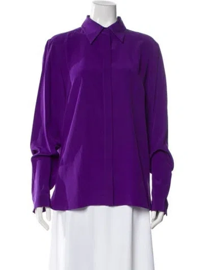 Pre-owned Pucci Silk Long Sleeve Blouse W/ Tags In Purple