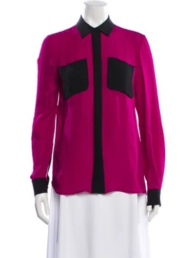 Pre-owned Pucci Silk Long Sleeve Button-up Top In Pink