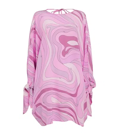 Pucci Silk Marmo Mini Dress In Pink