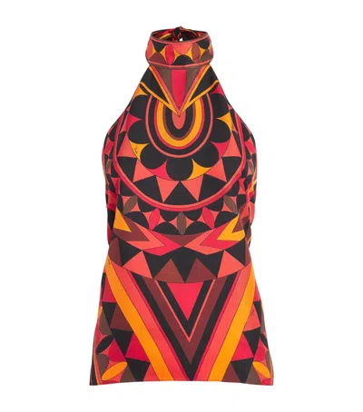 Pucci Silk Marmo Scarf Top In Multi