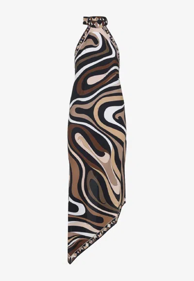 Pucci Silk Maxi Dress In Brown