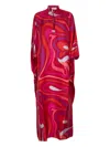Pucci Marmo Print Silk Twill Long Kaftan