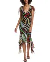 Pucci Chiffon Marmo Print Ruffle Midi Dress In Multi