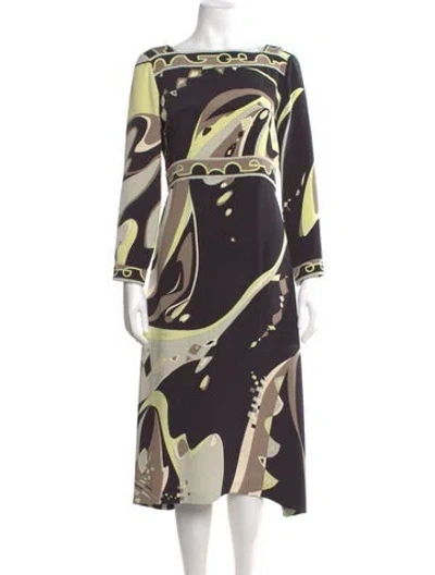 Pre-owned Pucci Silk Midi Length Dress In Black