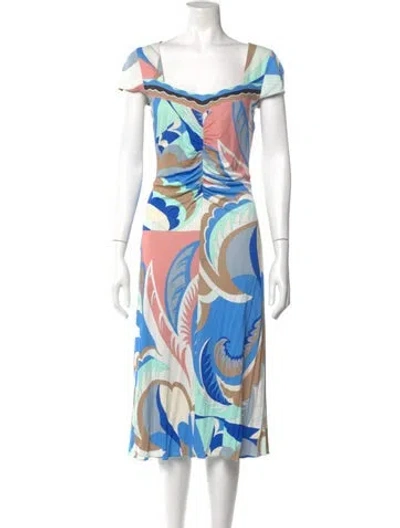 Pre-owned Pucci Silk Midi Length Dress In Blue